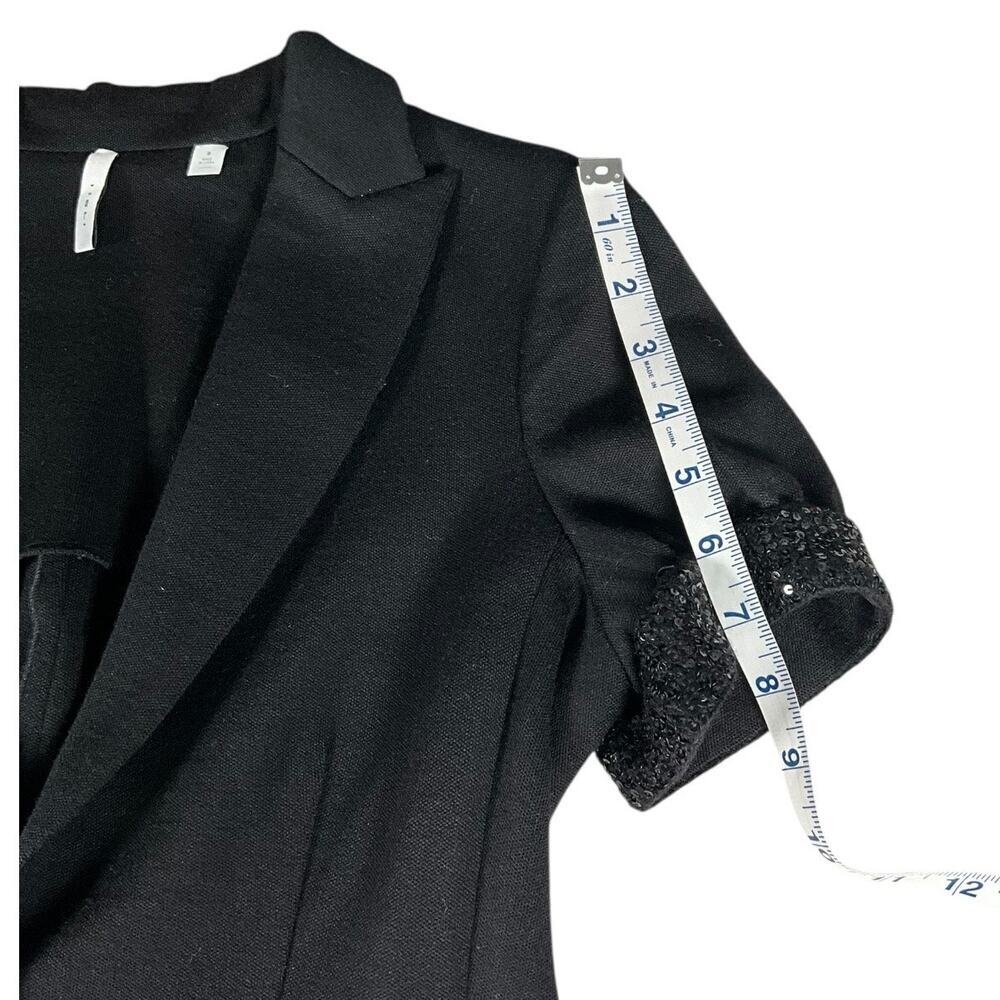 ISLI Black Sequin Sleeve Short-Sleeve Blazer Size 8 (100% Wool Blend) Vintage - Picture 7 of 13